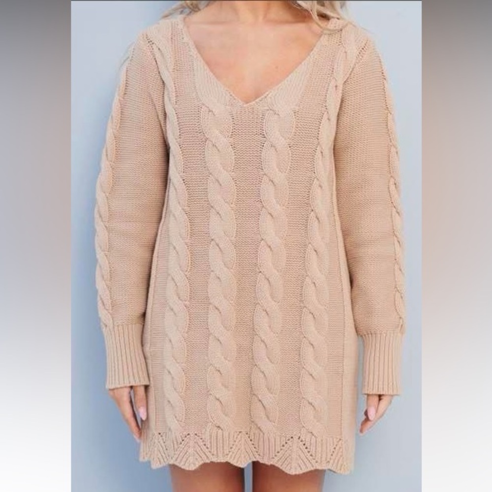 Fanco Hometown girl Cable knit sweater dress (Nude) from NanaMacs (SMALL)